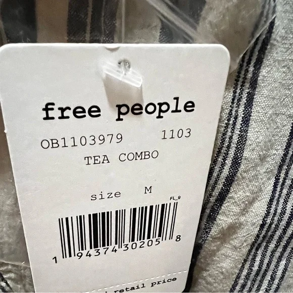 Free People boho Striped Popover Summer Breeze Shirt Long Sleeve medium - Picture 11 of 12